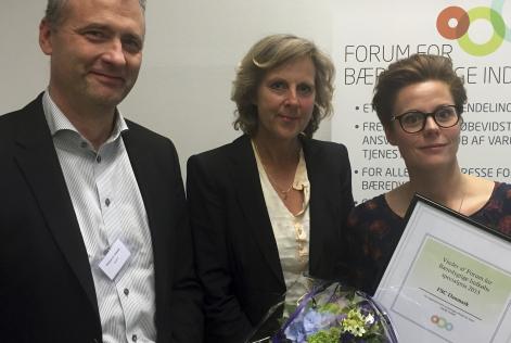 Fra venstre: Thomas K. Isaksen, bestyrelsesforman i FSC Danmark, Connie Hedegaard, tidligere energi og milj&oslash;minister og Loa Dalgaard Worm, Sekretariatsleder for FSC Danmark