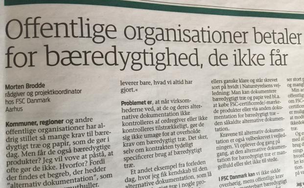 FSC's debatindlæg om offentlig indkøb i JP Debat lørdag d. 1. juli